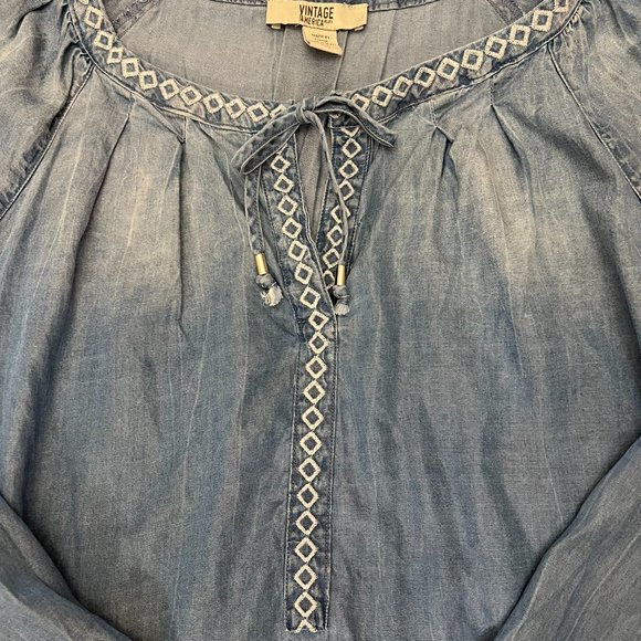 American Vintage Blue Lyocell Carmella Top Women's, XXL Chambray Artic Blue - Picture 4 of 5